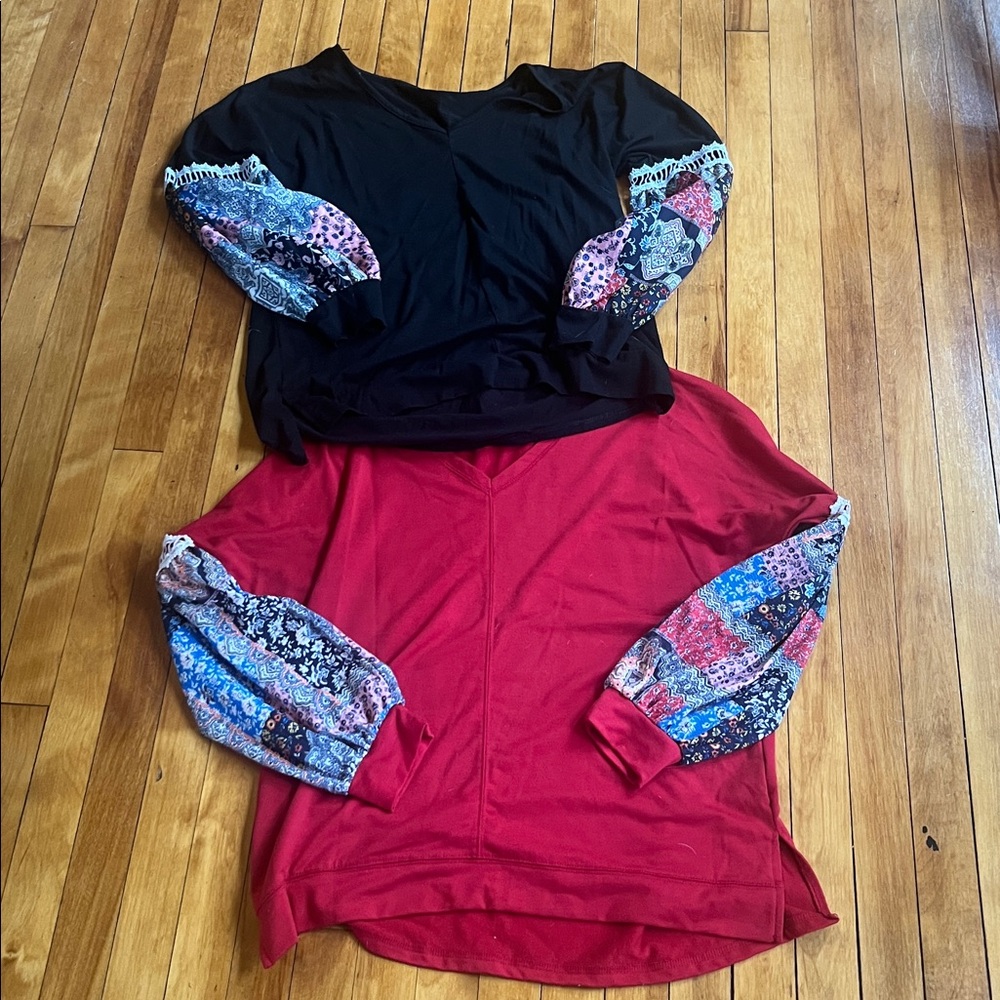 Patchwork Pattern Long Sleeve Tops